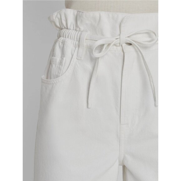 7 For All Mankind Paperbag Balloon White Cinched Waist Jeans Womens Sz 27 Denim - Picture 8 of 11